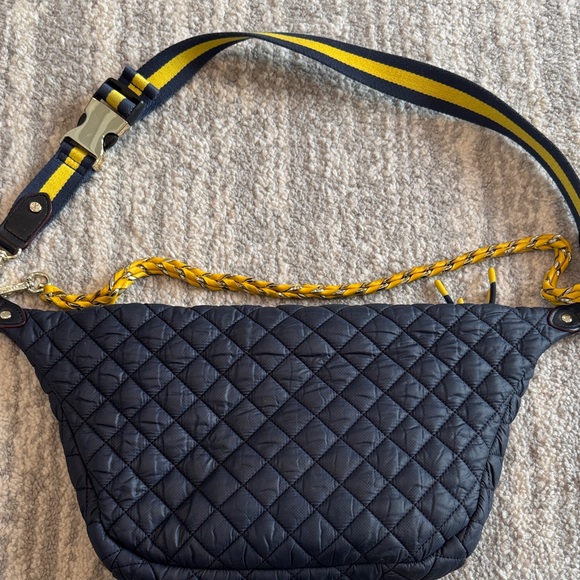 MZ Wallace Navy Quilted Crossbody Bag with Yellow Accents - Picture 12 of 12